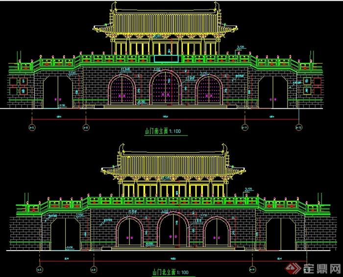 某寺廟古建山門設(shè)計(jì)施工詳圖(1)